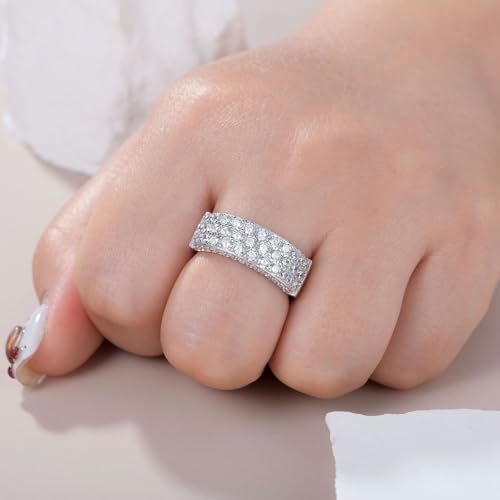 Wide Wedding Bands for Her AAAAA 925 Sterling Silver Engagement Rings for Women Bridal Eternity Cz Size 5-10 6