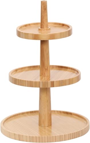 Soporte de madera de 3 niveles para servir – Exhibición de alimentos para frutas, postres, pasteles y dulces – perfecto para bodas, fiestas, cumpleaños y té de la tarde – Diseño extraíble