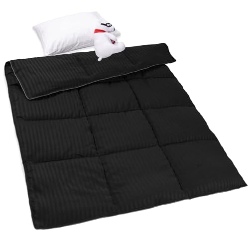 Image of ZPECC Toddler Down Alternative Comforter, 39x47 Hypoallergenic Baby Blanket Quilt, Soft Breathable Lightweight All Season Kids Duvet Insert for Crib Stroller Cot Daycare, Black Stripe