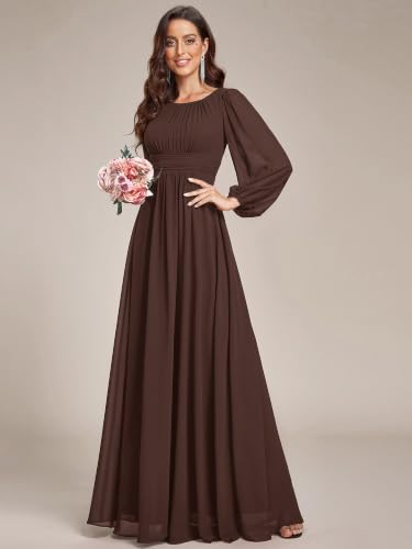Image of Ever-Pretty Women's Chiffon Long Sleeve Formal Wedding Guest Dresses