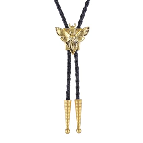Image of Btilasif Bolo Tie for Men Women, Western Cowboy Bolo Tie, Skull Butterfly Necklace Neckties, Cowboy Accessories Western Gifts for Men Women, Gold