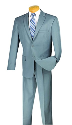 Vinci 2 Button Single Breasted Classic Fit Gabardine Suit 2Aa-Gray-44R #TOP7