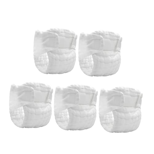 Hohopeti 5pcs Cloth Diapers Washable Diapers Diaper Pants Newborn Cloth Diaper Pure Cotton White