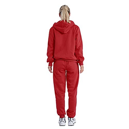 Leehanton Jogging Suits For Women Sherpa Lined Warm Up Outfit Sweat Suits Winter Zip Up 2 Pieces Hoodie And Pants Set Wine L #TOP3