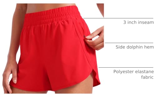 Image of CRZ YOGA Dolphin Athletic Shorts 3 inch | High Waisted, Mesh Liner, Quick Dry, Lightweight, A Zip Pocket, for Women