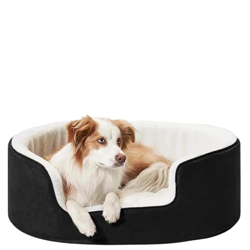 Image of The Pets Company Self-Warming Dog Basket Bed for XLarge & Giant Dogs| Soft Sherpa Winter Bed | Black, XLarge, 34 x 34 x 9 inches