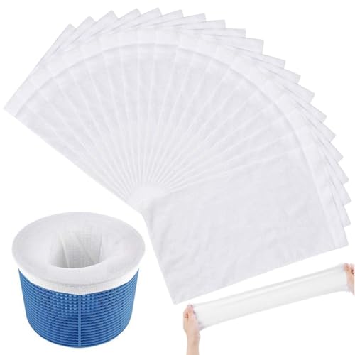 20 piezas de calcetines desnatadores de piscina, calcetines desnatadores de piscina, calcetines de filtro desnatador de piscina, red de filtro de piscina para limpiar hojas y residuos
