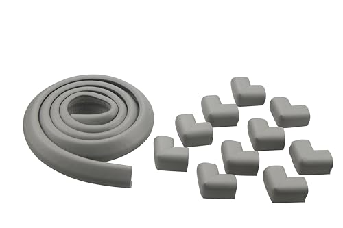 Image of WONDERLAND Corner Protector Baby Proofing, Soft Rubber Foam Corner Protector Guards, Kitchen & Furniture Corner Guard, Edge Safety Bumpers, 3M Adhesive (19.5ft Long Plus 10 Corners) (Moke Grey)