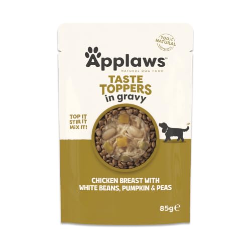 Applaws Premium Natural Nassfutter für Hunde, getreidefreies Huhn mit Gemüse in Sauce, Topping für Hunde 12 x 85g Packung