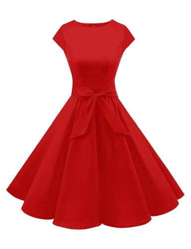 Dressystar Women's Vintage Cap Sleeve A Line Cocktail Party Dress 1950s Retro Rockabilly Prom Swing Dresses