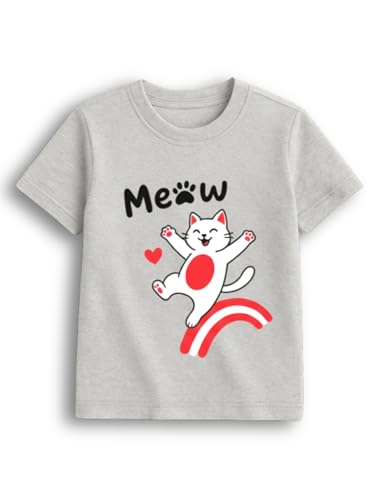 Image of T Shirt | Cute Meow Cat | Kids Tshirt | Soft Cotton | Round Neck | Casual for Children