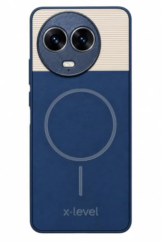 Image of Bintage Dual-Leather Mac Safe Design Phone Case| Soft Touch Finish | Full Camera Protectection Back Cover Compatible for Realme 11x / 11 5G /Narzo C67 - Blue & White