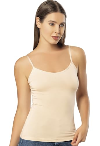 VAVONNE Spaghetti Strap Camisole Tank Tops for Women, Basic Slim-Fit Cotton Cami Undershirts4