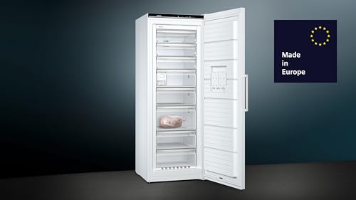 Foto von Siemens GS58NAWCV iQ500 Gefrierschrank Freistehend 191 x 70 cm, 366 l, noFrost - nie wieder abtauen, bigBox für großes Gefriergut, varioZone - flexible Schubladen und Glasablagen, Weiß