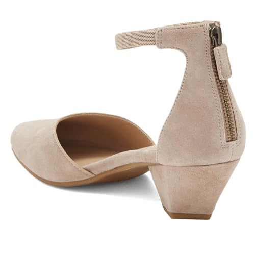 Women’s Ankle Strap Pumps Back Zip D’Orsay Special Chunky Mid Heels Pointed Toe Shoes Shopping Working Party Size 4-16 US4