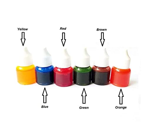 Candle/Soap Dye, Candle Making Set - 6 Liquid Colors for Candle or Soap Coloring - Blue, Brown, Yellow, Green, Red, Orange. - Pack of 6