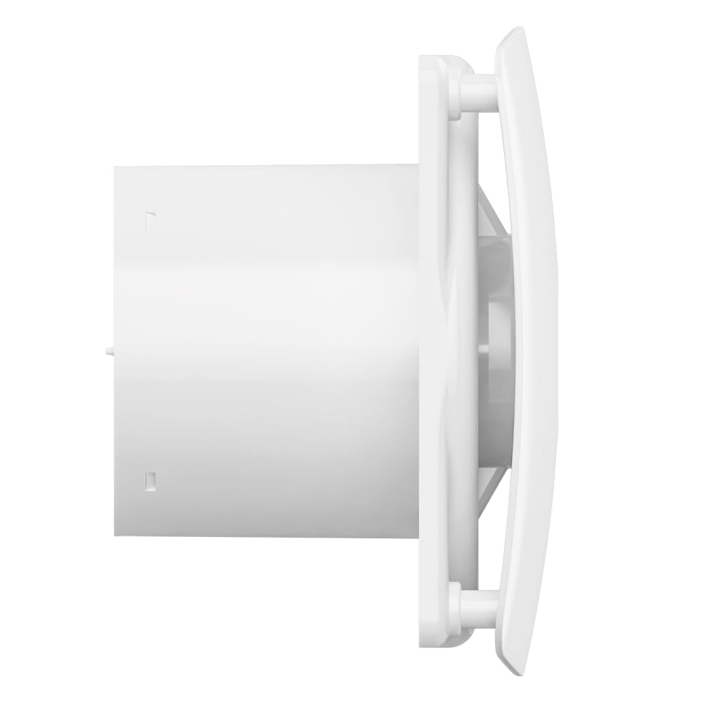 Vlano ENSO 125 Badlüfter, Standard, Rückschlagklappe, 125 mm, 180 m³/h, Geräuscharm 33 dB(A), Weiß, WC Ventilator, Raumlüfter, Abluftlüfter, Entlüfter