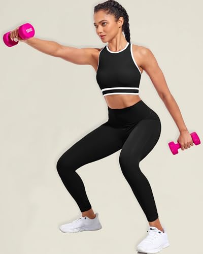 Xunyu High Neck Longline Sports Bra For Women Supportive Workout Tops Built In Bra Racerback Yoga Gym Tank Crop Top thumb #3