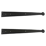 Adonai Hardware 'Asahel' Heavy Antique Iron Hand Forged Strap False/Faux/Dummy Front Hinges (Black...