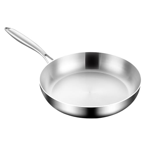 Sartén de acero inoxidable, sartén de acero inoxidable,Pequeña sartén para el hogar | Ollas de acero inoxidable de acero inoxidable utensilios de cocina caseros con mango no deslizante para panqueques