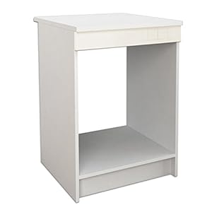 Berlioz Creations PRIMA PG6BFI Unterschrank für Küche mit Arbeitsplatte für Einbaubackofen, 1 Dekorsockelleiste in glänzendem Elfenbein, 60 x 60 x 85 cm, 100 Prozent französische Herstellung