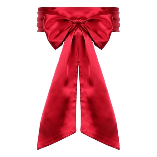 BinXiaoQin Satin Breiter Gürtel Damen Für Kleid (rot),Karneval Satin Gürtel Stoffgürtel Damen,Hochzeit Taillengürtel für kleid,Seidentuch Haargürtel Satinband,Karneval Fasching Rock Kostüm rot