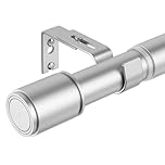 PeSenp 25mm Diameter Silver Curtain Pole 77-143 cm, for 47-123 cm Windows, Extendable Curtain Poles for Eyelet Curtains, Metal Curtain Rod with Adjustable Brackets, Ideal for Bedroom and Living Room