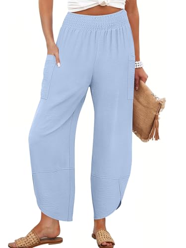 ANRABESS Womens Wide Leg Palazzo Capri Pants 2025 Summer Casual Loose High Waisted Lounge Flowy Cropped Beach Work Trousers