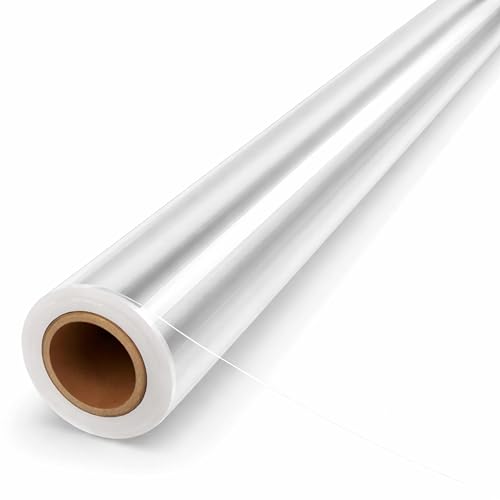 volila Klare Zellophanrolle 40cm x 30cm Zellophanfolie für Geschenkkörbe 3 mm Dick Mehrzweck-Zellophanfolie für Blumenstrauß Geschenkkörbe Floristenfolie Lebensmittelverpackung (1 Rolle)