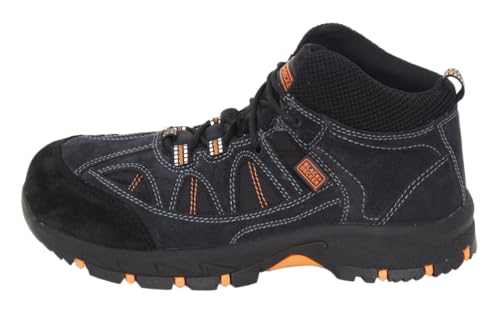 Image of BLACK+DECKER High Ankle Navy Leather Safety Shoes for Men | Double Density | Fiber Toe | Antistatic & Antislip | BXWB0164IN
