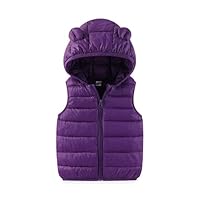 Mrat Toddler Baby Boy Girl Puffer Gilets Bodywarmer Quilted Padded Down Coat Lightweight Packable Water Resistant Vest Sleeveless Winter Warm Waistcoat Hooded Casual Solid Color Jackets Kids Outerwear