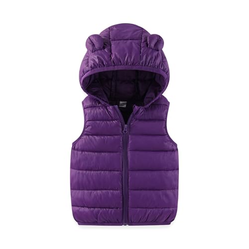 Girls Boys Puffer Vest Cute Bear Hooded Lightweight Sleeveless Jacket Kids Winter Warm Zip Up Down Jacket 18M - 6Y