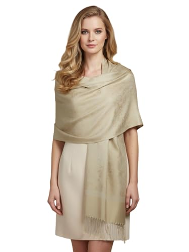 PASKMLNA Paisley Jacquard Pashmina Shawl Wrap Scarf Stole (018-28Champagne)
