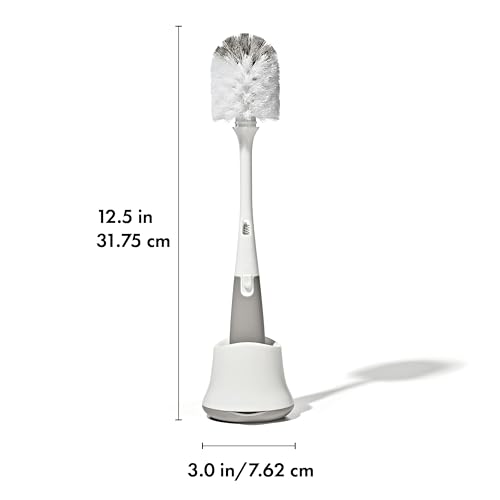 OXO Tot Bottle Brush with Nipple Cleaner and Stand, Gray