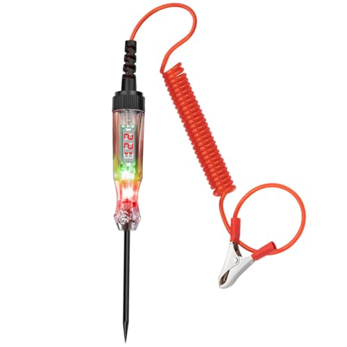 Medidor de voltaje de pantalla LED para sistemas eléctricos de coche, comprobador de resistencia, retráctil, cable de resorte de 140 cm, ABS aislado, probador de voltaje