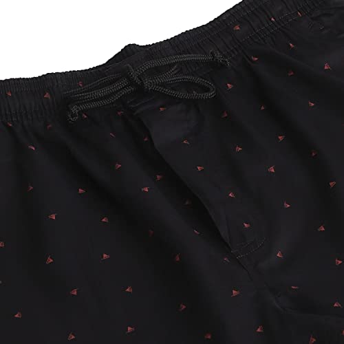 Image of Van Heusen Men Athleisure Allover Print Pyjamas - 100% Combed Cotton - Drawstring Waist, Ultra Soft 50082 APP13 M, Black, Medium