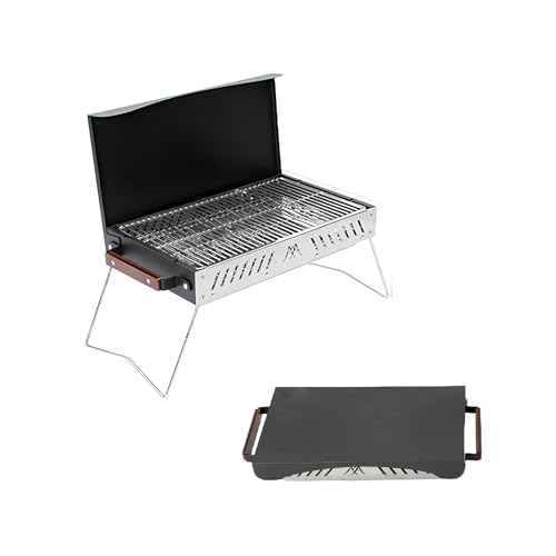 Tragbarer Holzkohlegrill – Kompakter Picknick-Grill, Schnell-Setup, Outdoor-Grill für Camping, Gartenpartys & mehr, einfaches Öffnen und Schließen Design (schwarz)