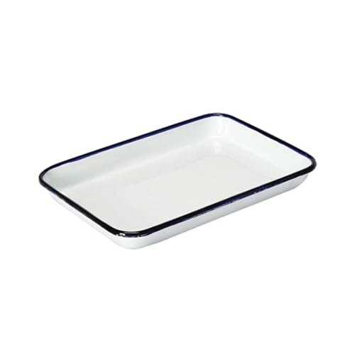 JUNENTER 1個 手作り ヴィンテージトレイ ホワイト レトロ ケーキオーブン ベーキングトレイ スクエアプレート 家庭用 教会 結婚式 装飾用 (16X22X3CM)