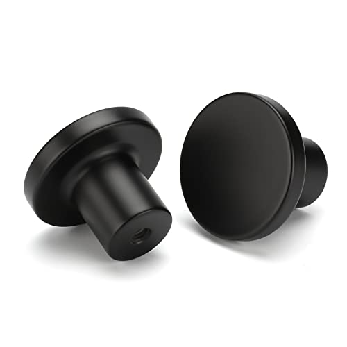 LONTAN 20 Pack Black Kitchen Knobs Black Cupboard Knobs Round Cabinet Drawer Hardware Aluminum Alloy for Wardrobes Furniture