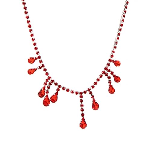 Collar gótico de garra con cristal rojo como joyería de regalo para Navidad 6