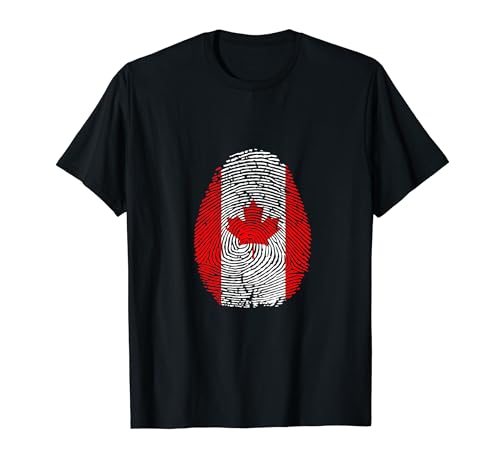 Gracioso está en mi ADN bandera de Canadá Huella dactilar Camiseta