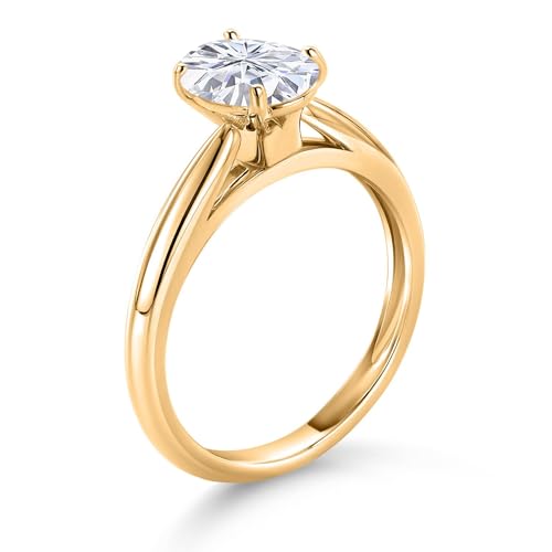 Gem Stone King 10K Yellow Gold 8X6MM Oval Gemstone Birthstone Solitaire Engagement Ring | Wedding Anniversary Promise Gold Ring For Women | Available In Size 5, 6, 7, 8, 93