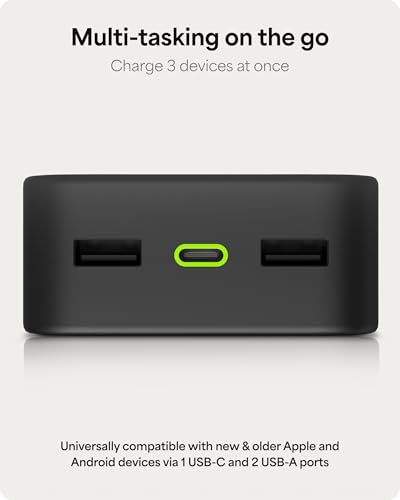 Image of mophie Powerstation XL Power Bank 2023-20,000 mAh Large Internal Battery, (2) USB-A Ports and (1) 20W USB-C PD Fast Charging Input /Output Port, Travel-Friendly