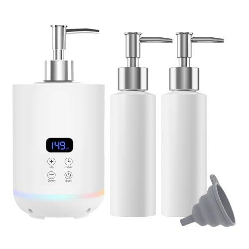 Massageöl-Wärmer mit zwei Ölflaschenverteilern für Spa Flaschen Spender und Lotion Wärmer LED Anzeige Gel Flaschenwärmer Heizung für Salon Flaschenwärmer (Weiß)