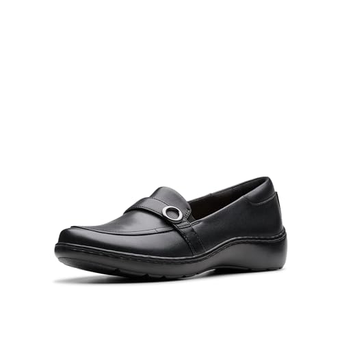 Clarks Mocasines Cora Amanda para Mujer, Cuero Negro, 40 EU
