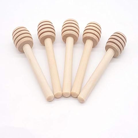 30 Pcs Mini Honey Dippers Wooden Honey Dipper Sticks for Honey Collecting Stirring Honey Jar Use Cover
