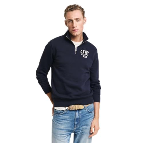 Sweat GANT à demi-fermeture éclair pour homme avec grand logo