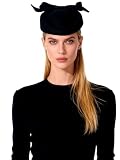 Wool Felt Vintage Fascinator Winter Women Elegant Pillbox Hat Bowknot Derby Church Hat Retro Fedoras Black