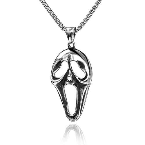 Pendant Necklace, Silver Stainless Steel Chain, Horror Movie Inspired Design
