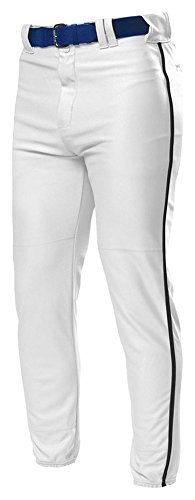 A4 Adult Pro Style Elastic Bottom Baseball Pant, Wht/Blk, XXX-Large